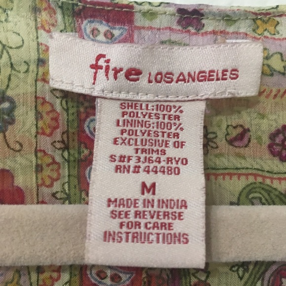Fire Los Angeles Printed Ruffle Tank Blouse Med - Picture 4 of 4
